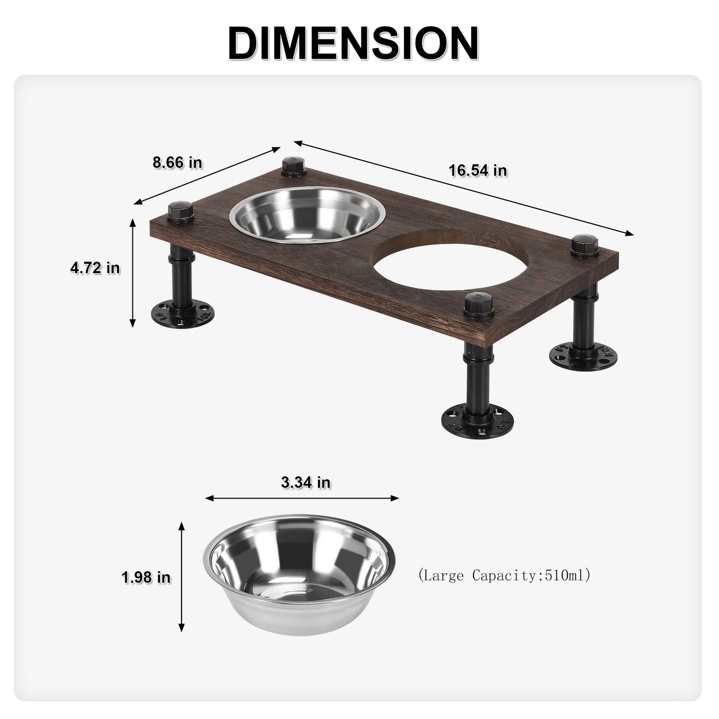 Elevated Dog Bowls Stand 2 Stainless Steel Bowls