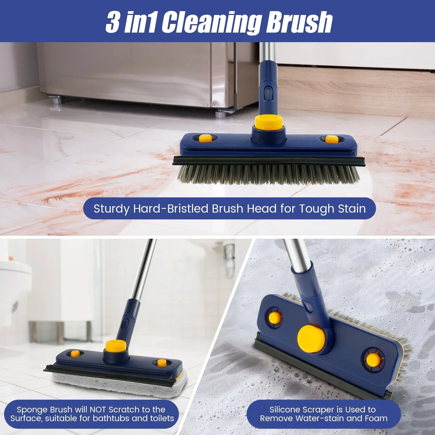 360° Rotatable Floor Cleaning Brush Long Handle