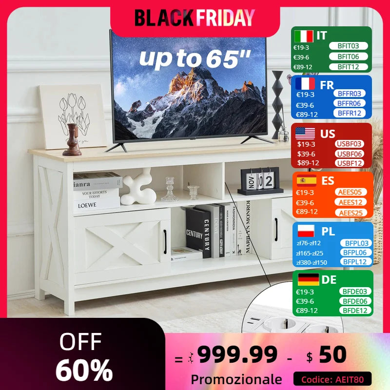 REDLIFE TV Stand TVs Up 65 inches Entertainment Center