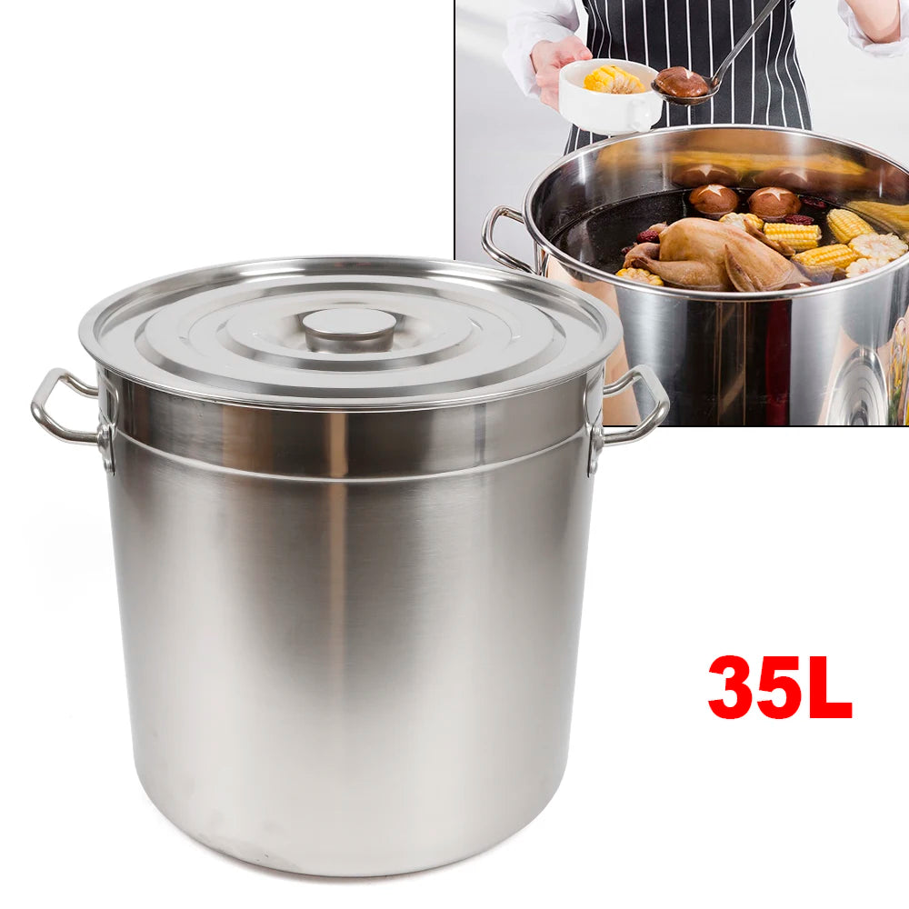 35L Stainless Steel Cooking Pot Large Lid