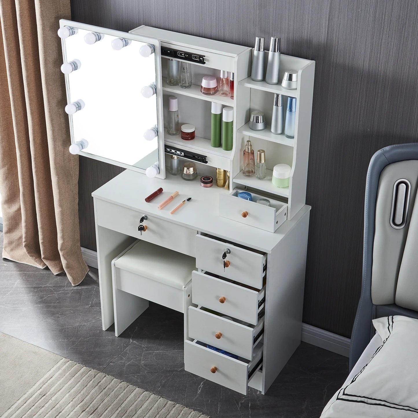 Makeup Vanity Table Drawers, Vanity Desk Set