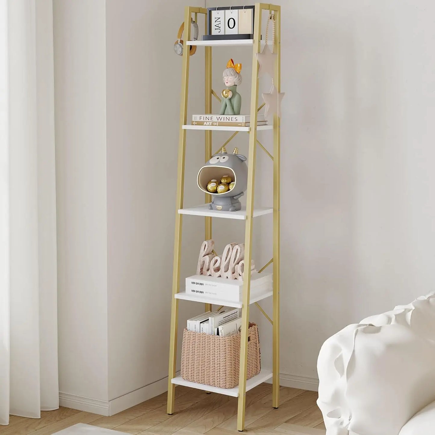 Ladder Shelf, Bookshelf Bookcase, Freestanding Corner