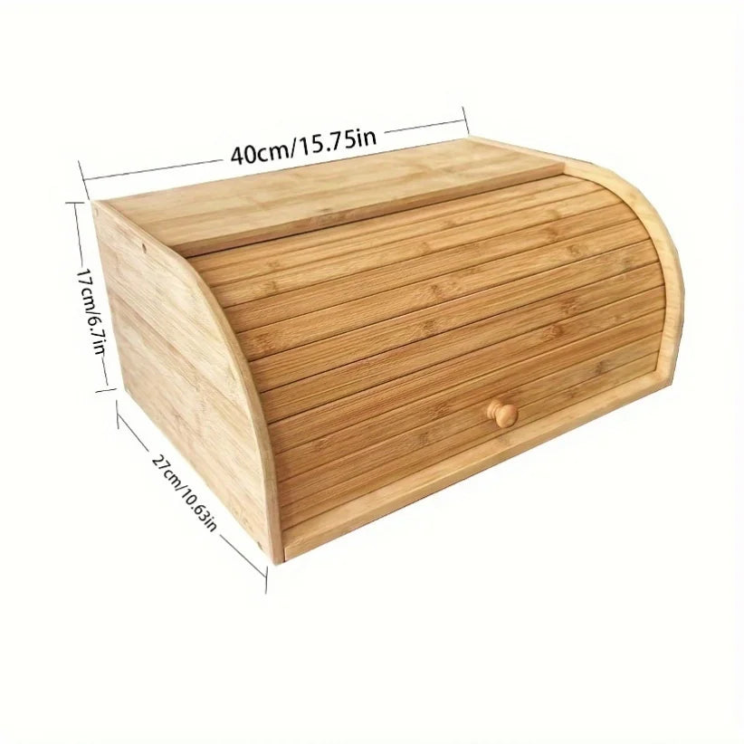 Bamboo Bread Box Flip Top Lid Reusable