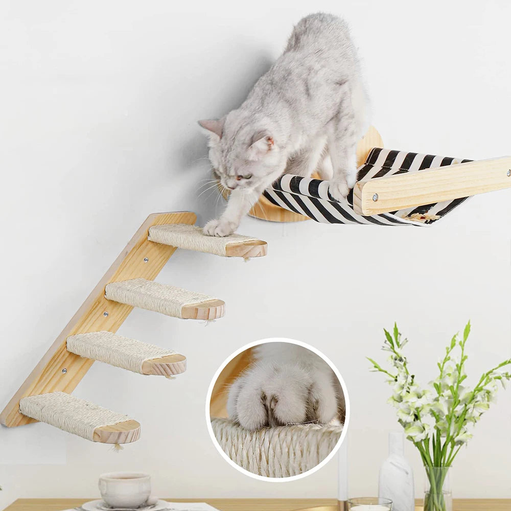 3Pcs Cat Hammock with Four Step Stairways