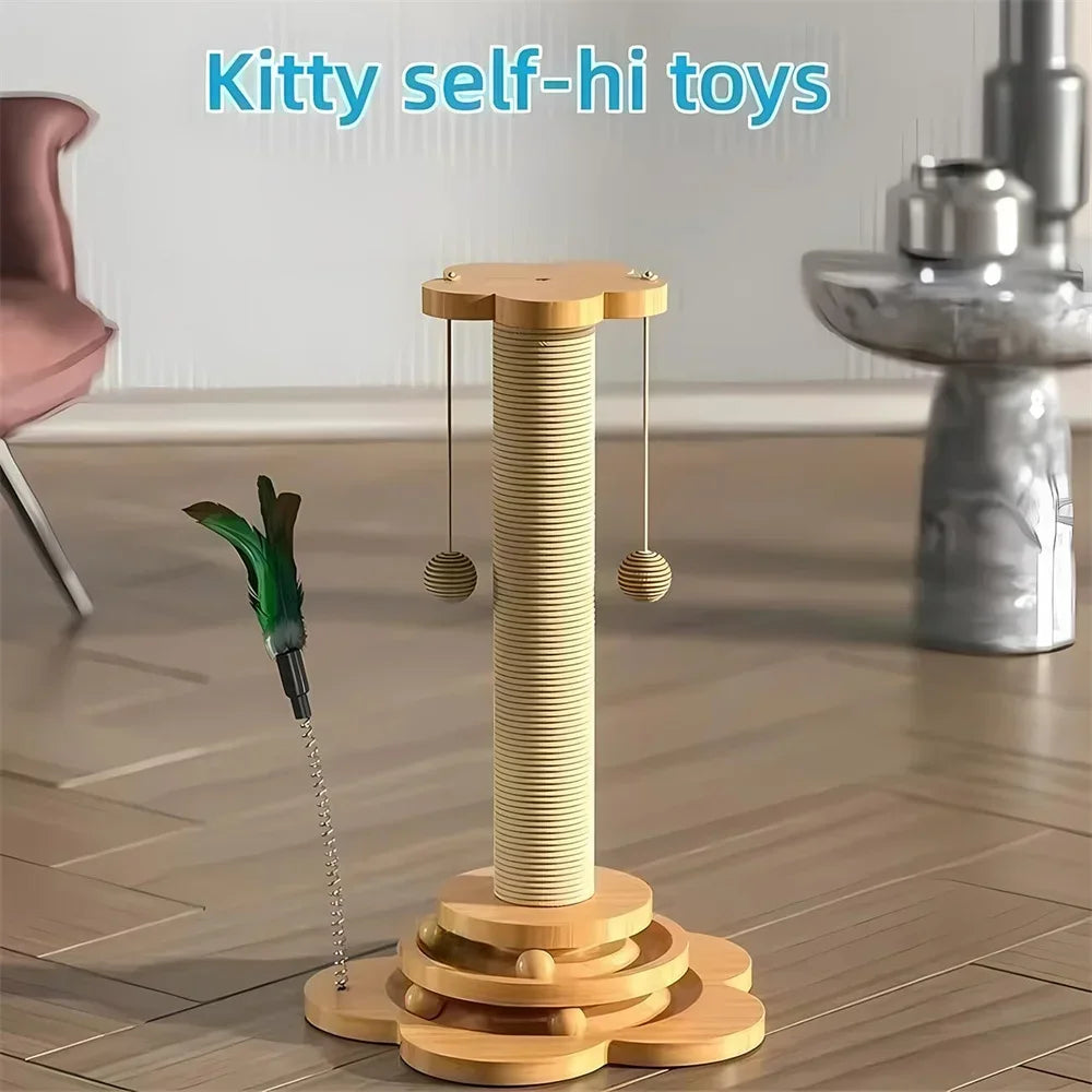 Cat Toy Wood Turntable Balls Scratching Board