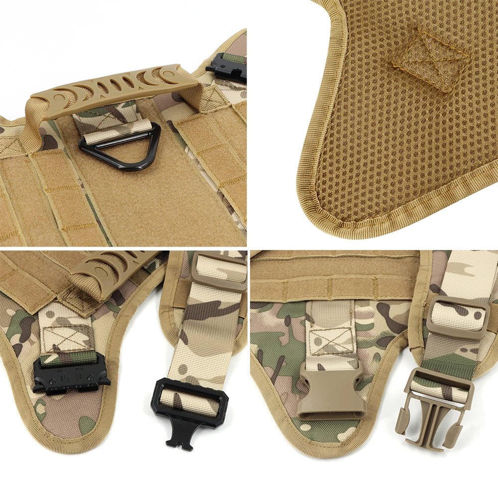 Large Dog Harness Collar Leash Military Training