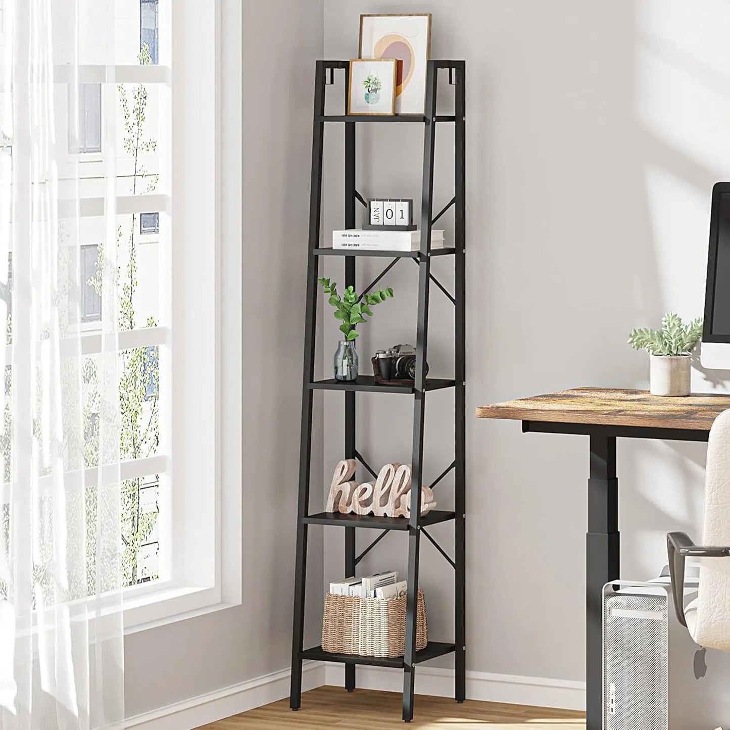 Ladder Shelf, Bookshelf Bookcase, Freestanding Corner