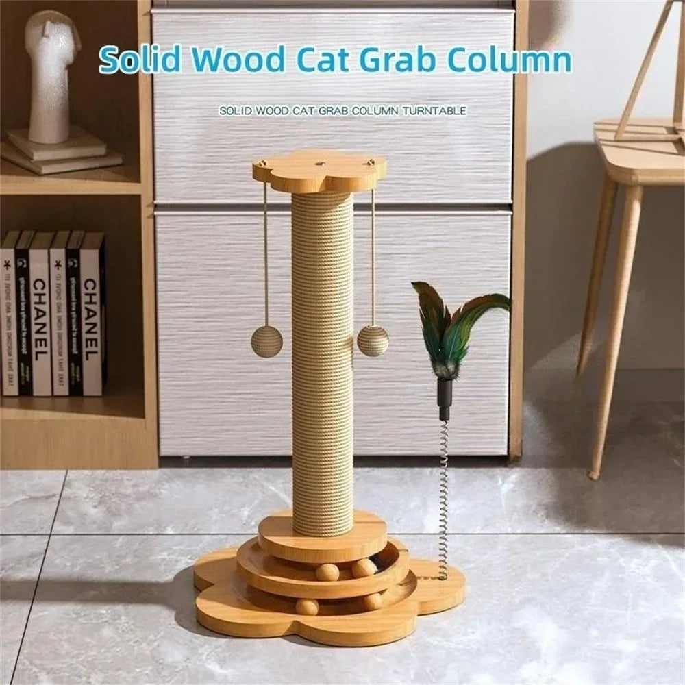 Cat Toy Wood Turntable Balls Scratching Board