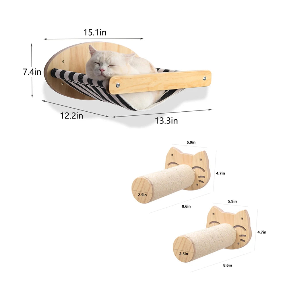 3Pcs Cat Hammock with Four Step Stairways