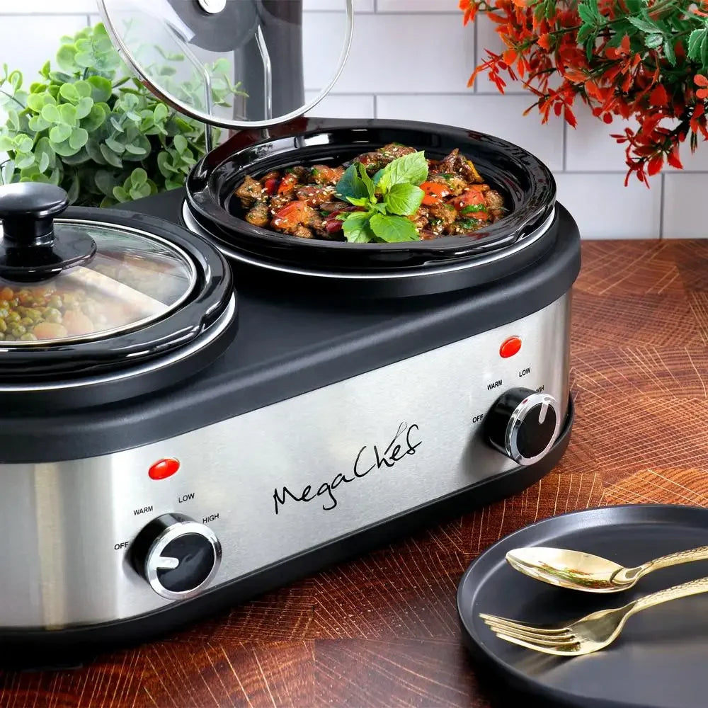 Quart Dual Crock Buffet Slow Cooker Server