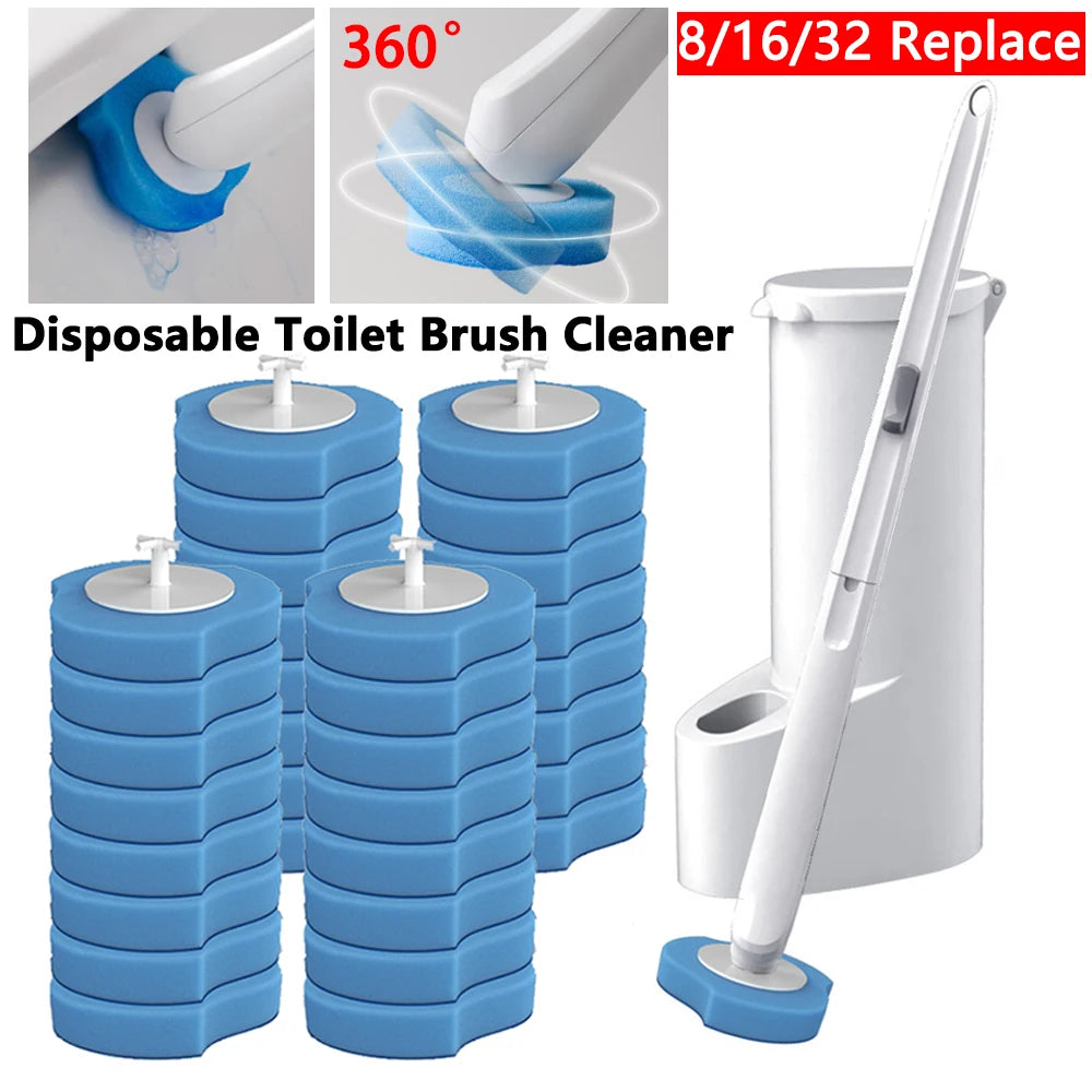 32PCS Disposable Toilet Bowl Brush Long Handle