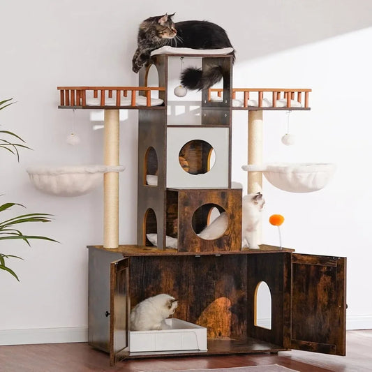 Cat Tree Litter Box Enclosure Cats 20 lbs