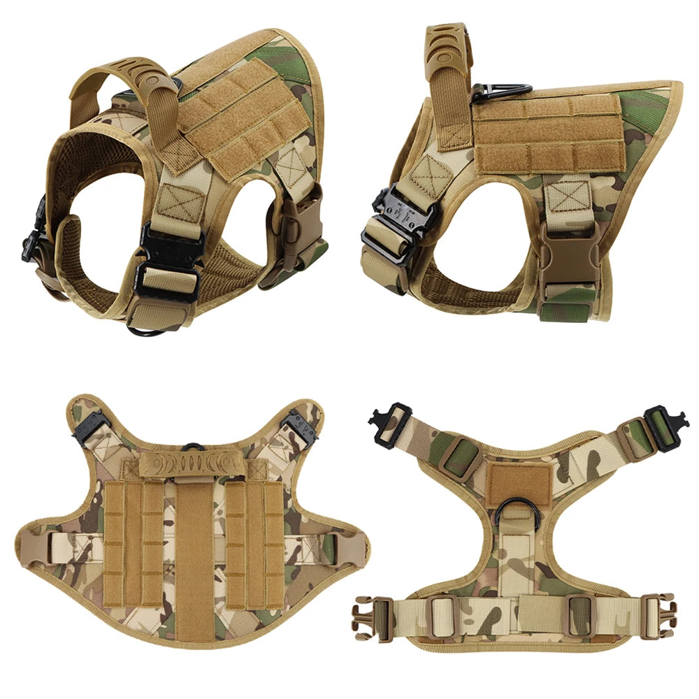 Large Dog Harness Collar Leash Military Training