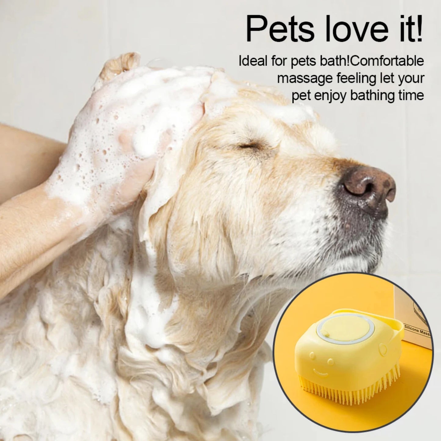 Dog Pet Cleaning Shampoo Dispenser Brush Tool