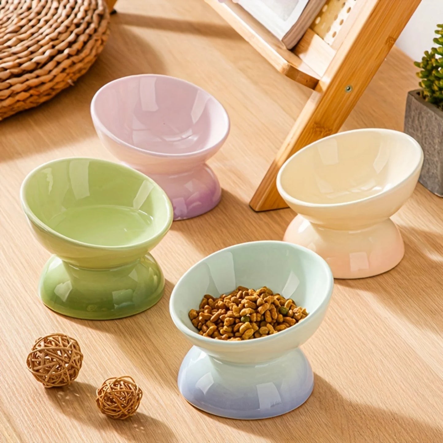 Ceramic Feeding Bowls Elevate For Cats Digestion