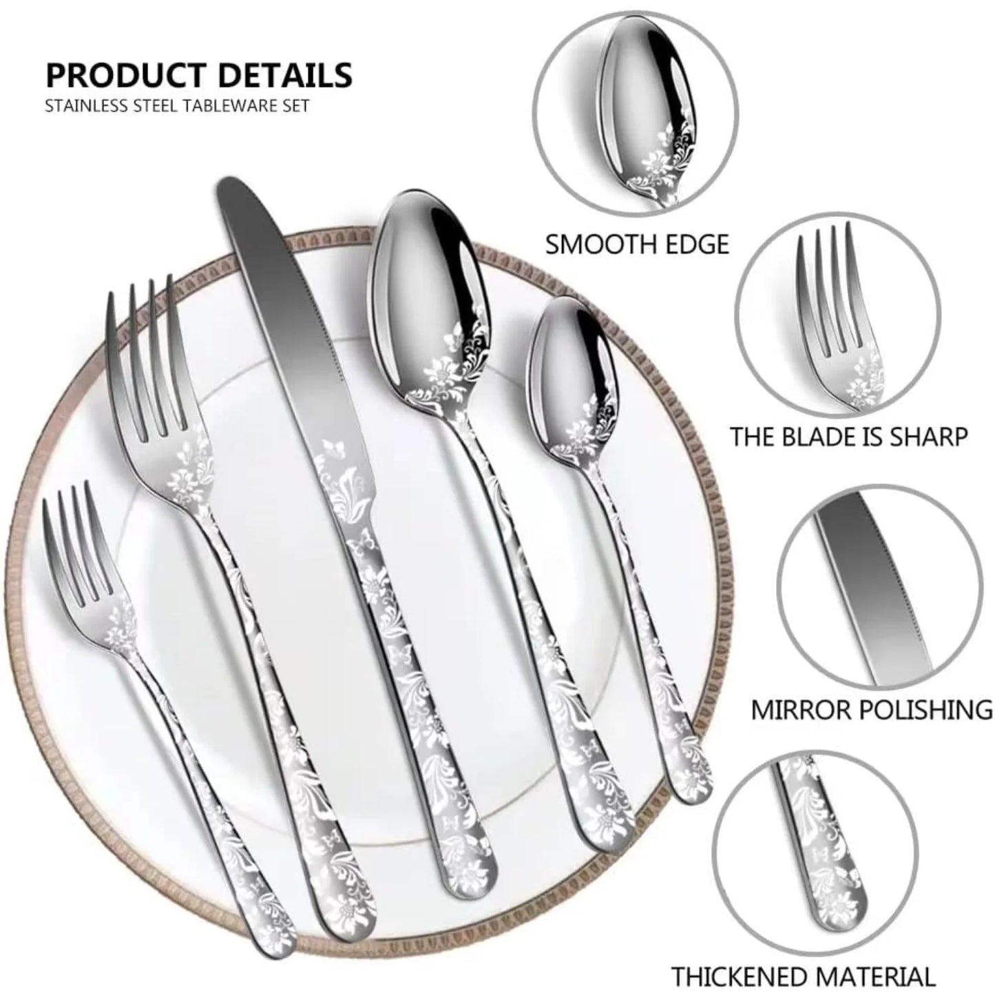 Silverware Set, 20 Piece Stainless Steel Flatware Set