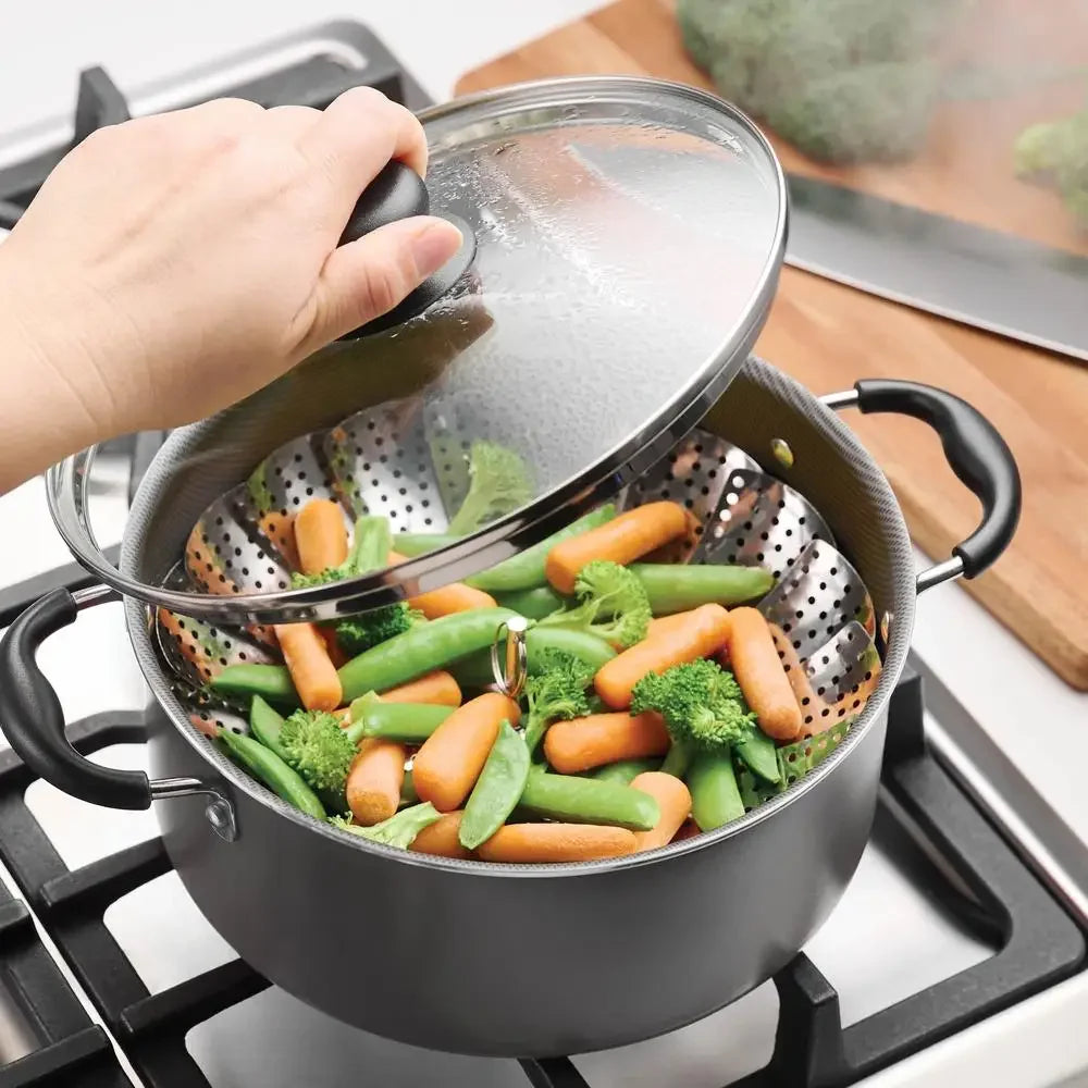 18-Piece Stainless Steel Nonstick Cookware Glass Lids