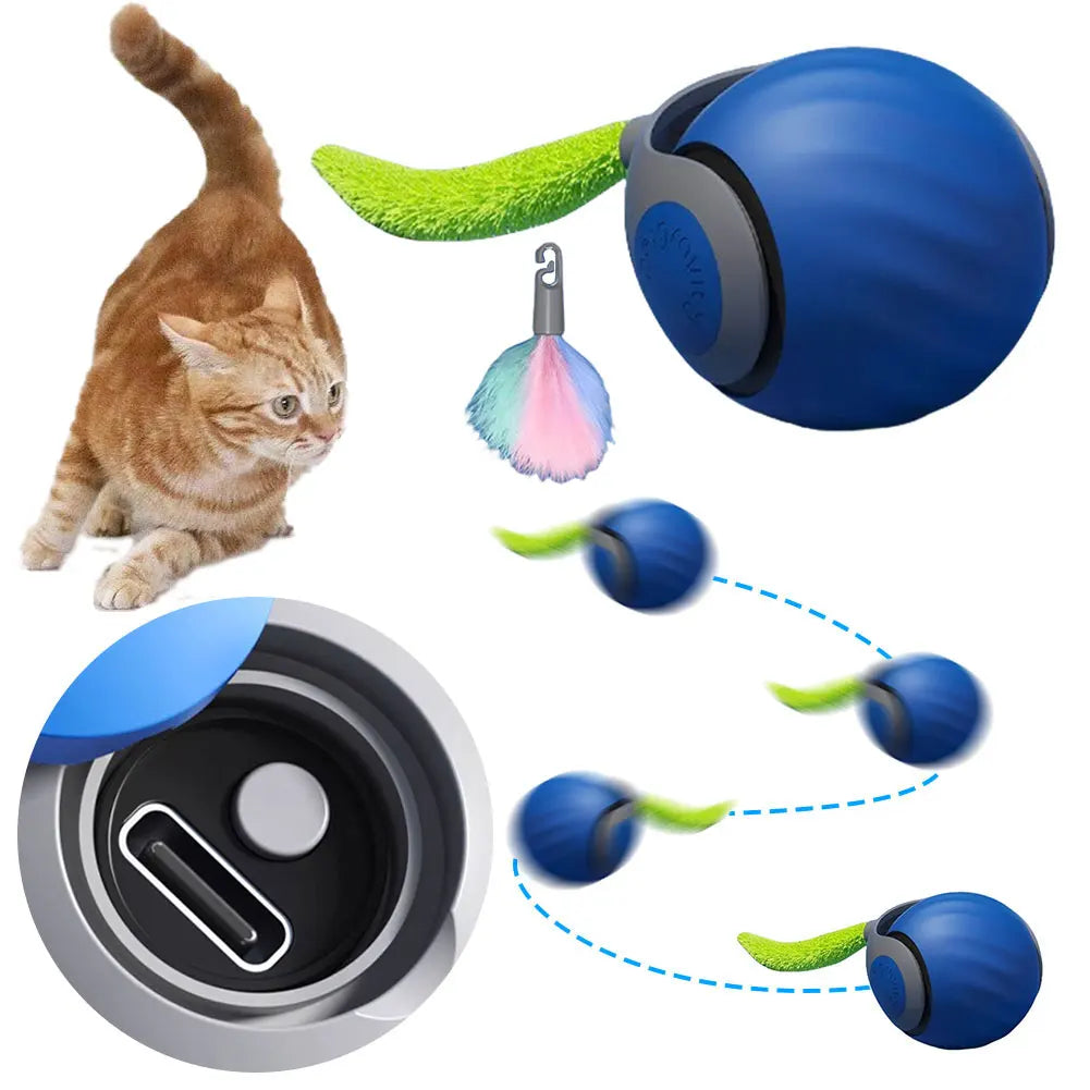 Cats Ball Toys Automatic Rolling Fake Tail