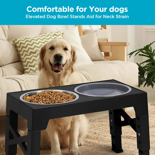 Adjustable Raised Dog Bowl anti-splash water