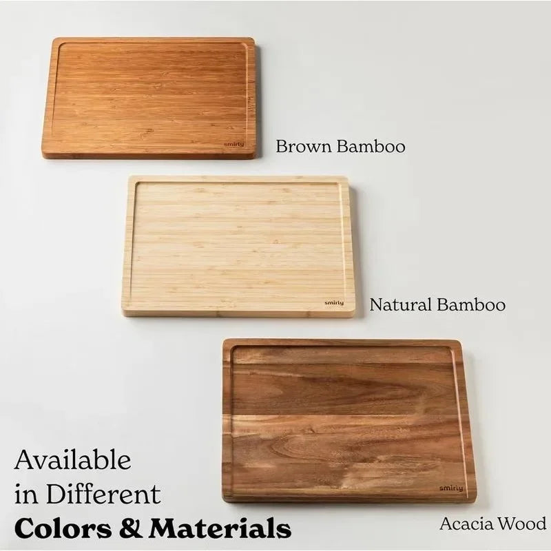 3-Pack Wood Cutting Board Set with Holder