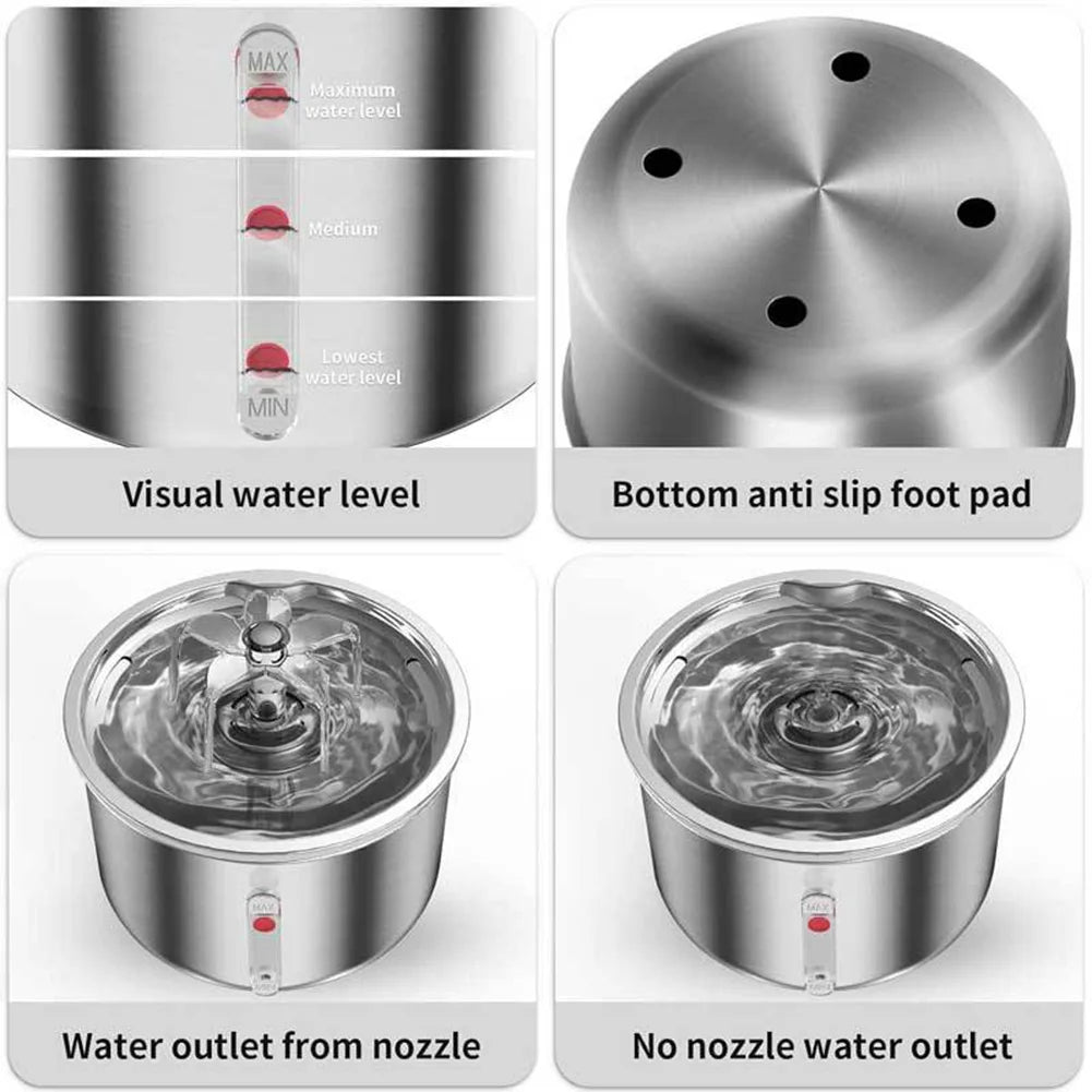 Stainless Steel Water Feeder Cat Automatic Fountain