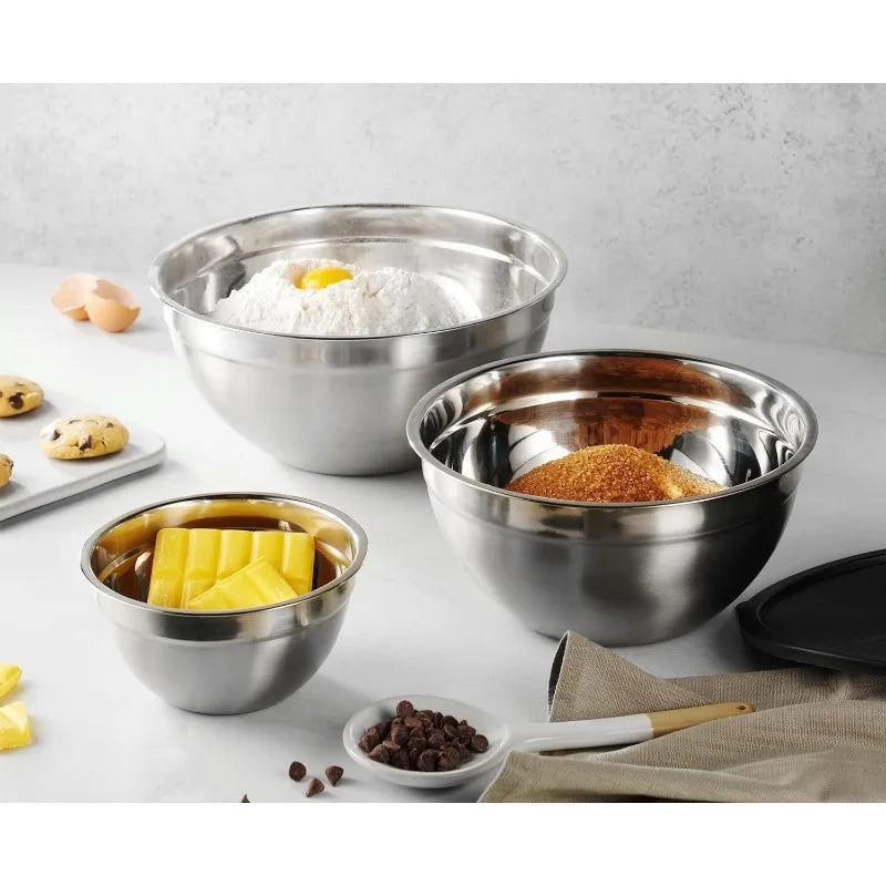 Mixing Bowls Airtight Lids, Stainless Steel Set