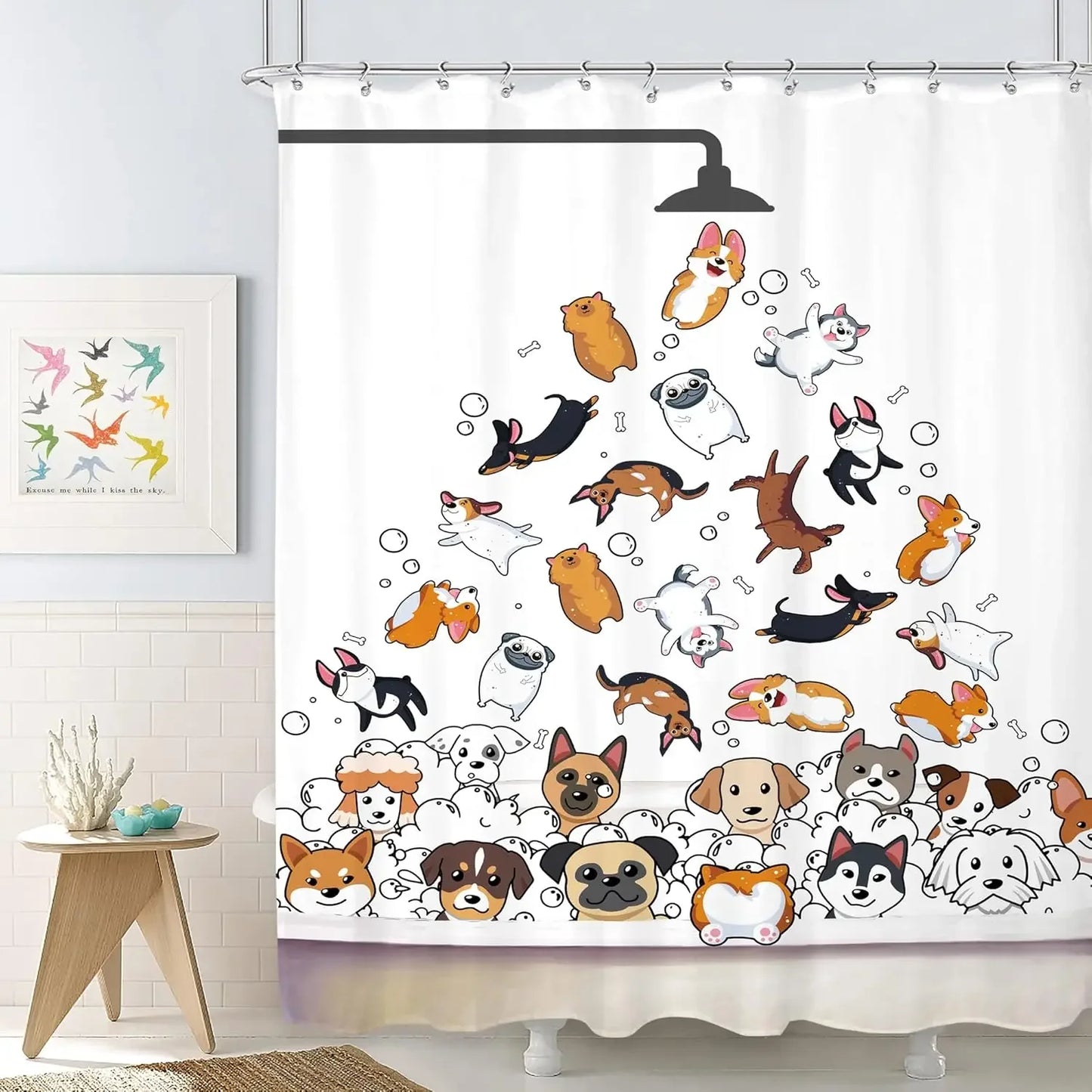 Funny Cat Dog Shower Curtain Pet Animals