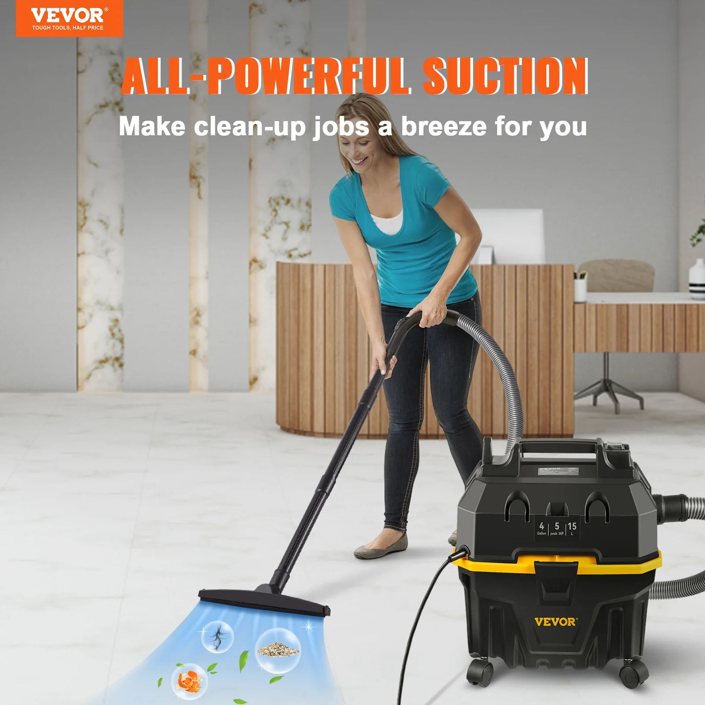 Portable Wet and Dry Vacuum Cleaner 15L Car & Home