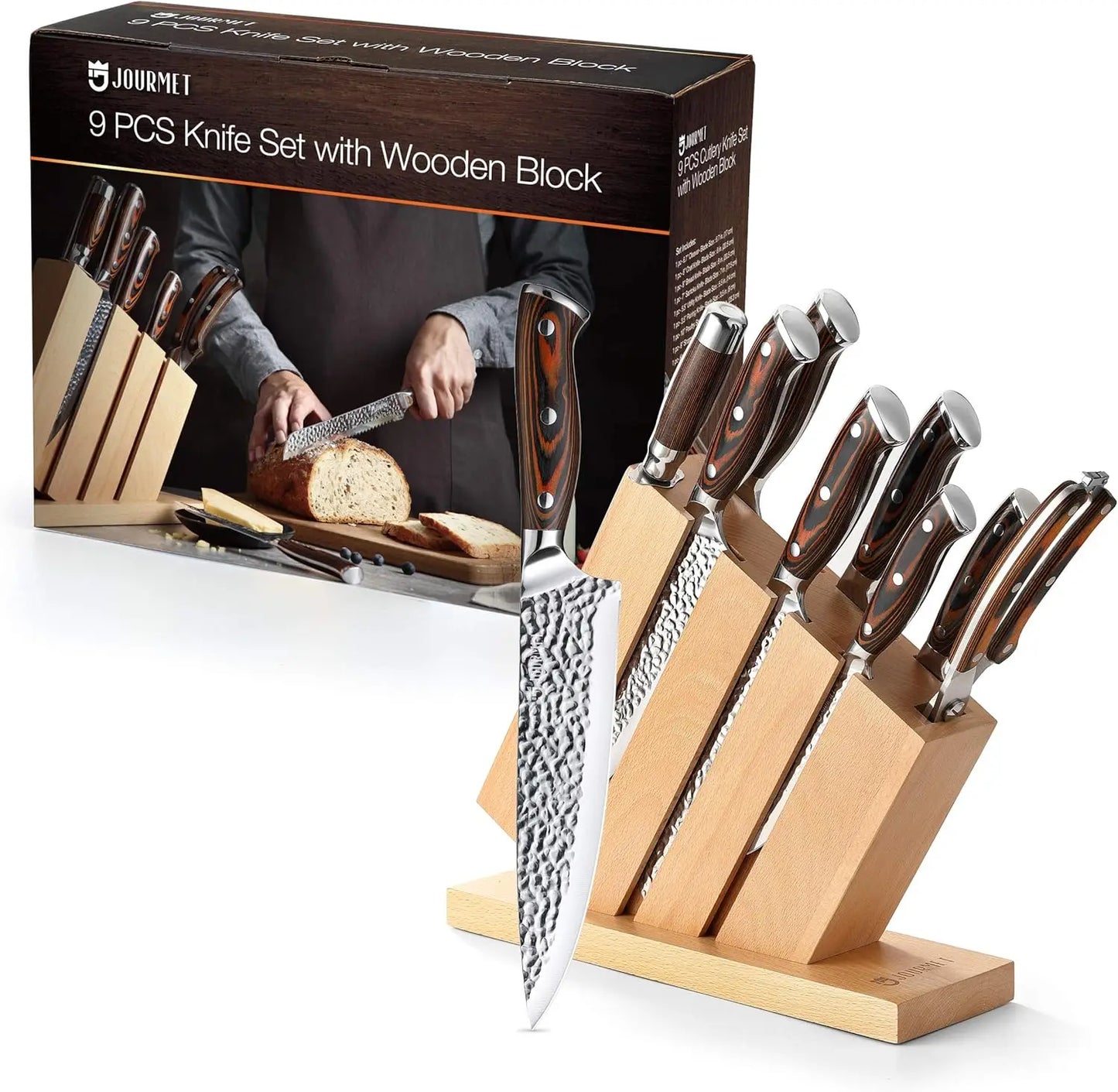 Knife Set block, 9PC Carbon Stainless Steel