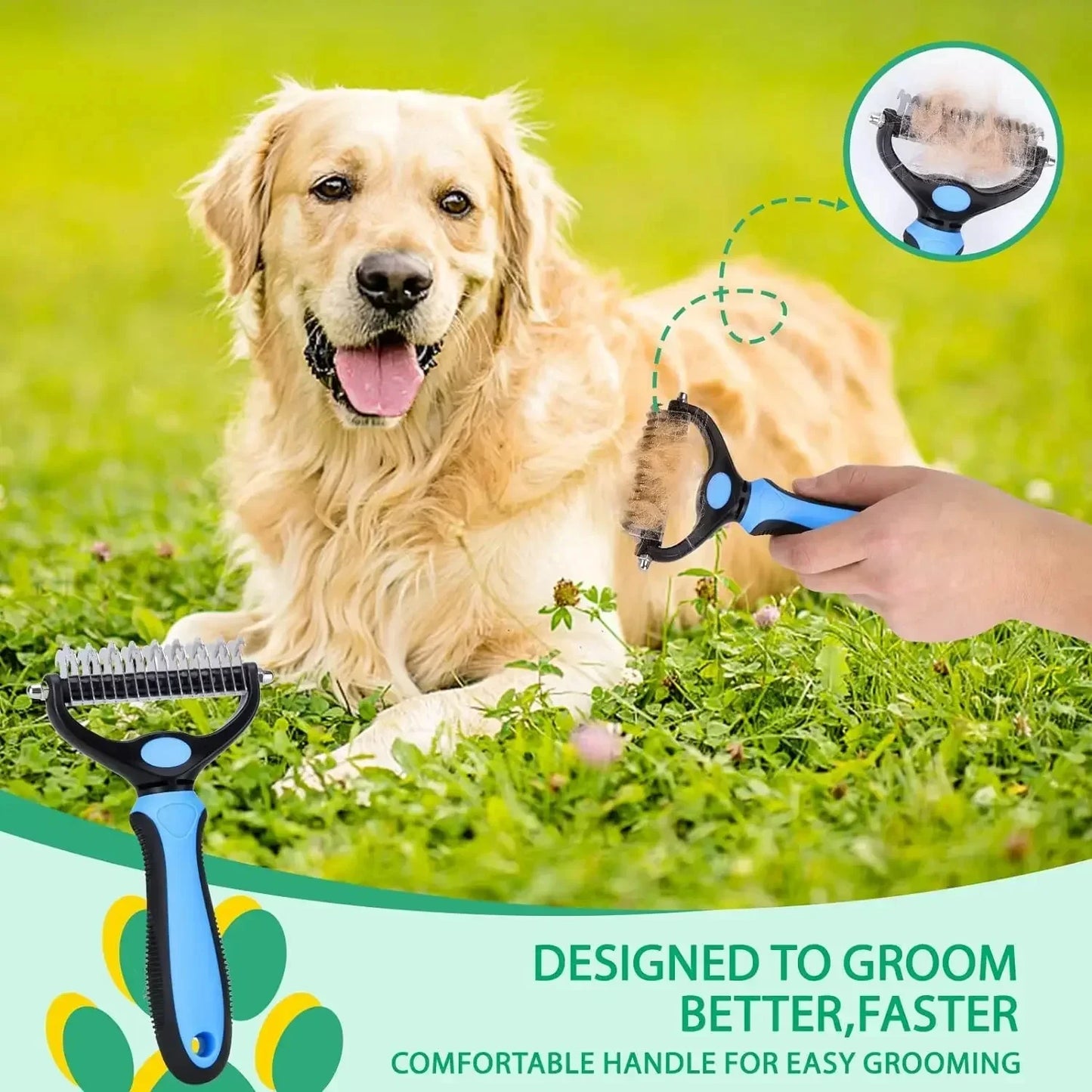 De-shedding Brush Dog Hair Remover  Knot Cutter