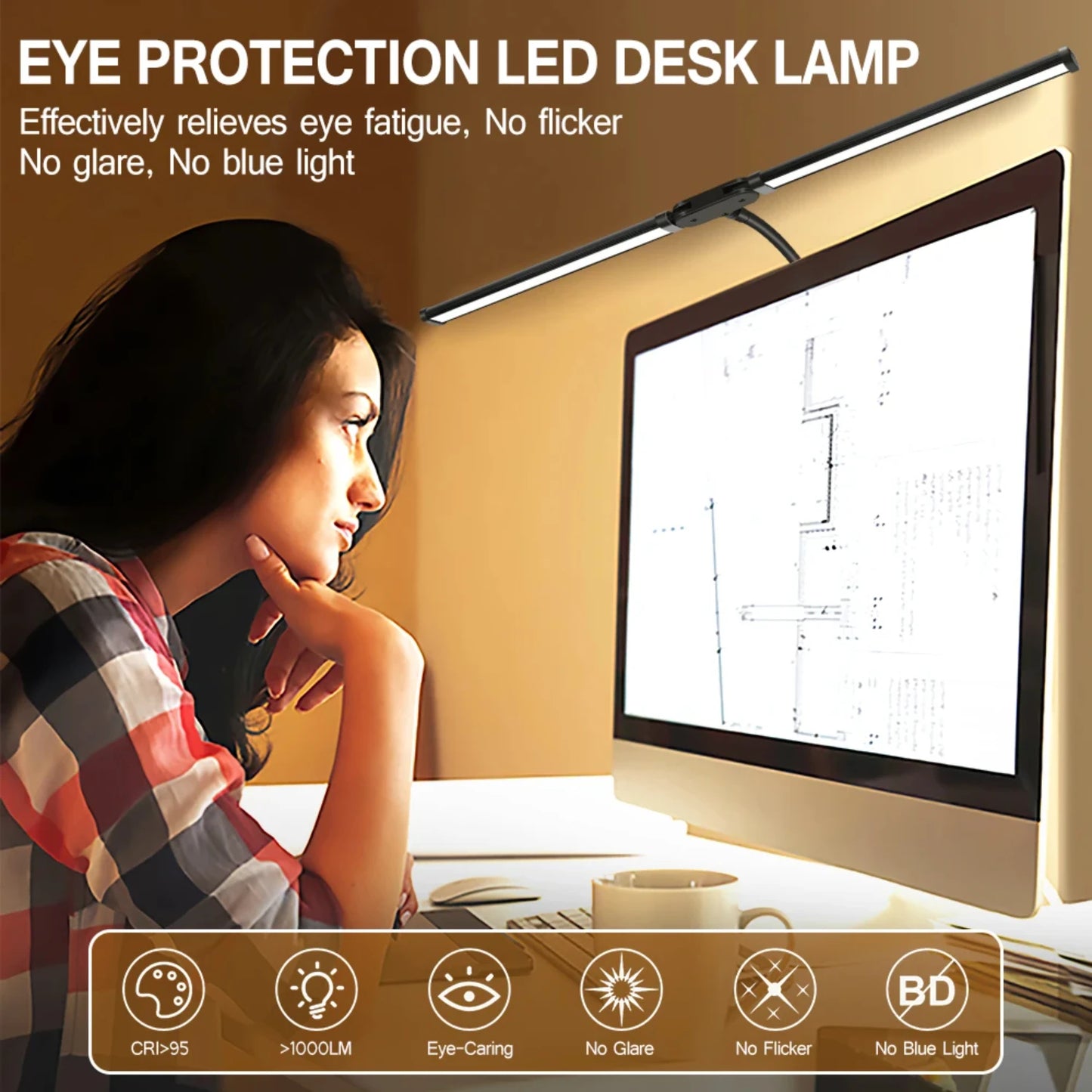 Double LED Desk Lamp Dimmable, Eye Protection