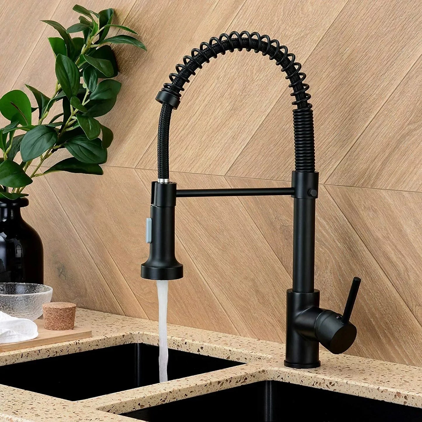 Matte Black Kitchen Sink Faucet One Handle