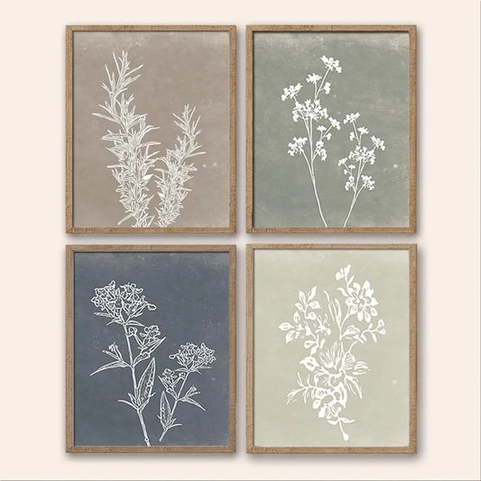 Framed Boho Wall Art Set Wooded Minimalist